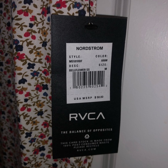 BRAND NEW - RVCA short sleeve button down floral print polo - Picture 4 of 4